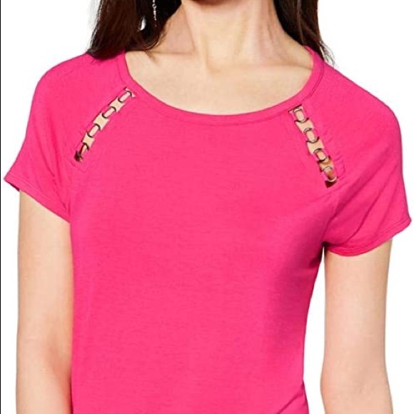 INC International Concepts Hot Pink Grommet Embellished Top - NWOT - Picture 1 of 6